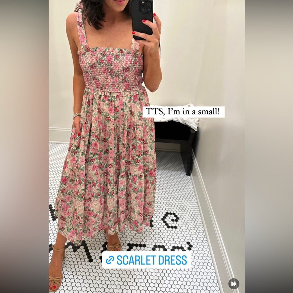 No 14 Boutique Scarlett Floral Smocked Midi Dress